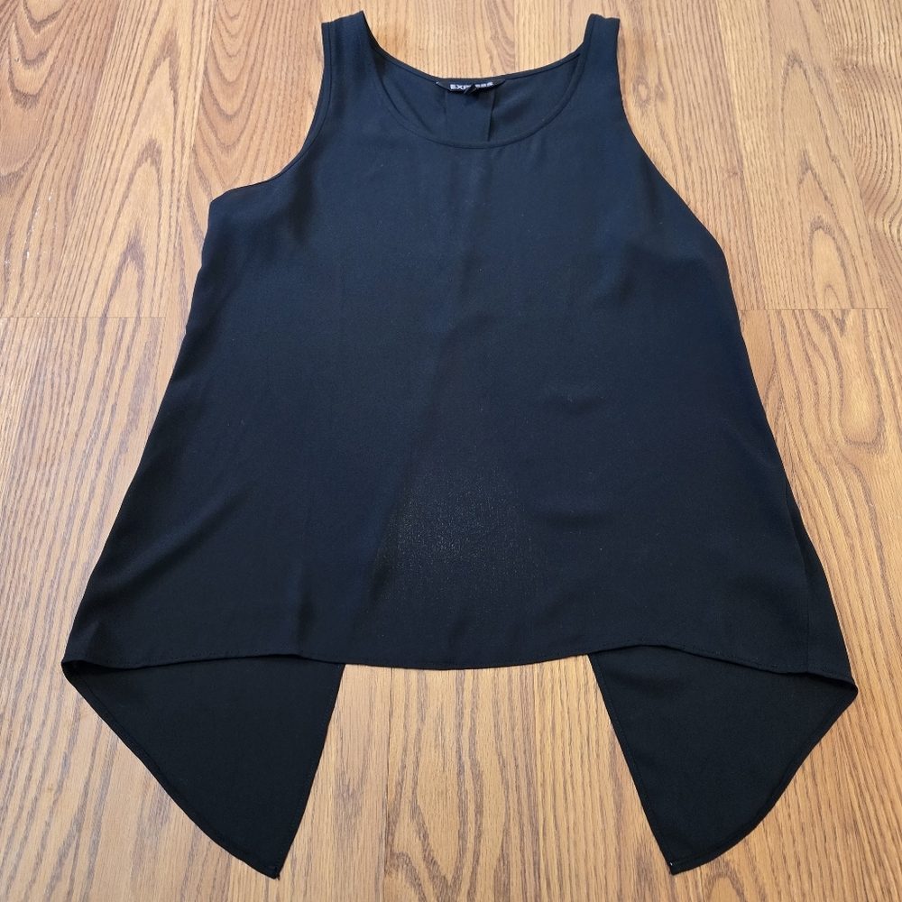 Express Black Split Back Tank Top Sleeveless Blouse Sexy Open Back Slit Party S
